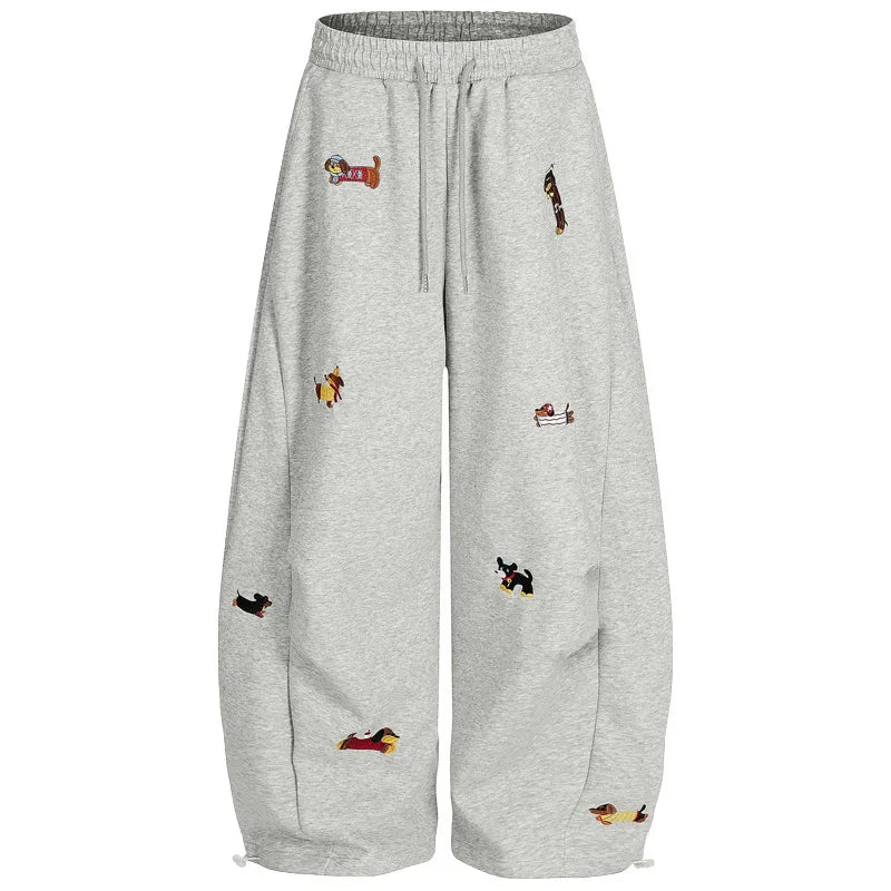 Embroidered Dog Baggy Sweatpants
