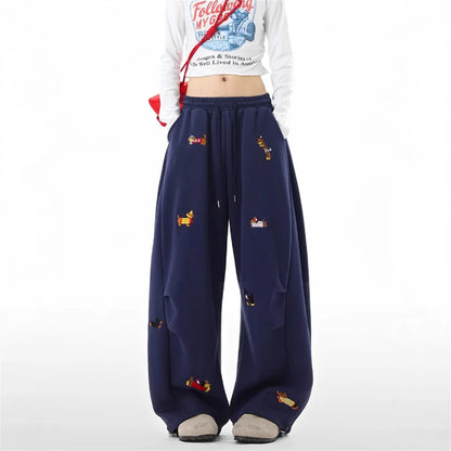 Embroidered Dog Baggy Sweatpants