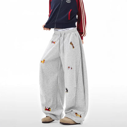 Embroidered Dog Baggy Sweatpants