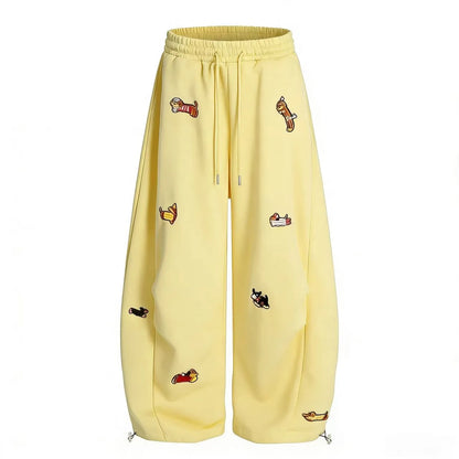 Embroidered Dog Baggy Sweatpants
