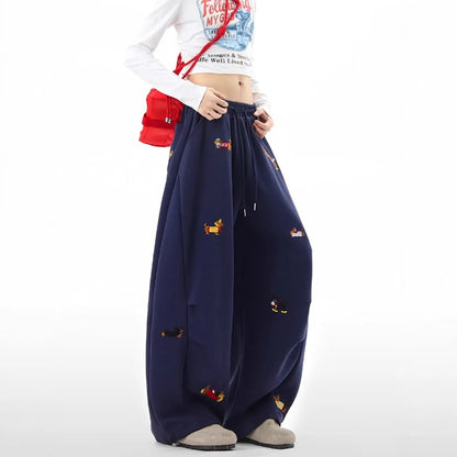 Embroidered Dog Baggy Sweatpants