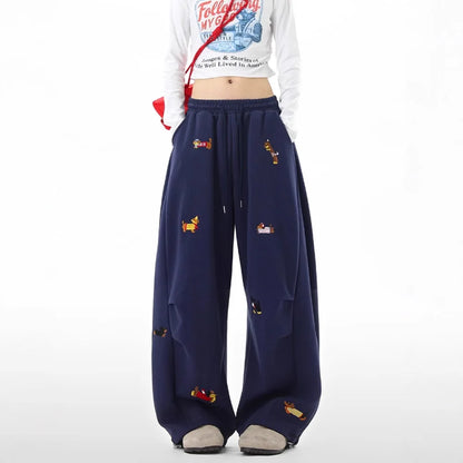Embroidered Dog Baggy Sweatpants
